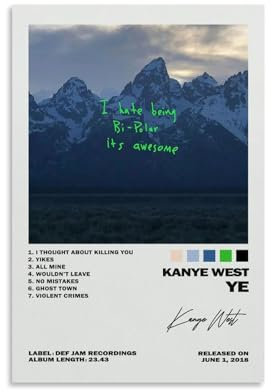 Jingluwrs Kanye West Poster Ye Albumcover Musikposter für Zimmer, ästhetische Leinwand, Wandkunst, Schlafzimmerdekoration, 30 x 45 cm