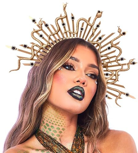 Roaring Good Time Medusa Stirnband Medusa Kopfschmuck Medusa Schlangenkrone Corona de Medusa Frauen Halloween Hairband Cobra Party Dekoration Medusa Kostüme für Erwachsene