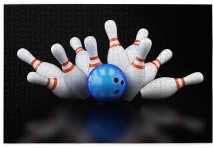 Bowling-Flasche-Druck, Puzzle 1000 Teile, Holzpuzzle, Spielzeug, Familienspiel, Wanddekoration für Erwachsene und Jugendliche