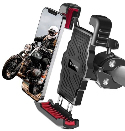 GoHZQ Bike Phone Holder for Motorcycle & Bicycle – Anti-Shake Secure Lock 360° Rotation, Universal for 4.7-6.8 Phones (Black-Red) – Fits Bicycle/E-Scooter/ATV