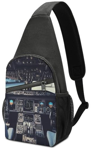 VFMKT Flugzeug-Cockpit-Tasche, lässige Brusttasche, Crossbody-Tasche, Schulter-Rucksack, Sport, Reisen, Wandern, Tagesrucksack für Damen und Herren, Style-13, Einheitsgröße