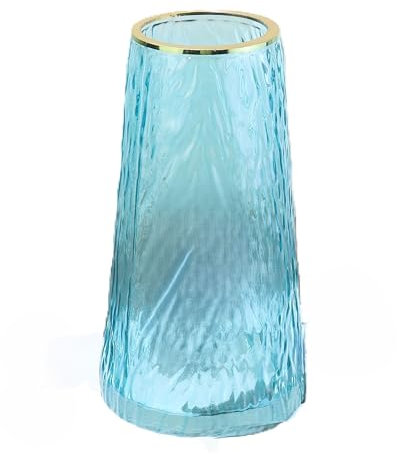Jarrón cilíndrico de Cristal para Flores, 20,3 cm de Alto, Turquesa, decoración del hogar y la Oficina