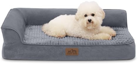 COZY KISS Orthopädisches Hundebett, 19cm Dicke Hundesofa für Mittelgroße Hunde, Abnehmbar und Waschbar Hundecouch, rutschfeste Unterseite, Wasserdichtes Innenfutter (Gris-L-Type, S(76 * 51 * 19CM))