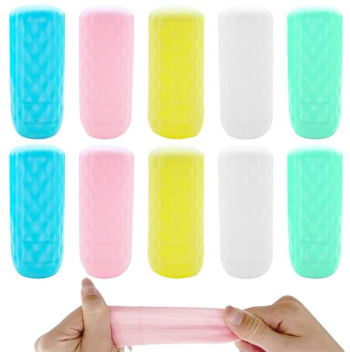 GIKPAX Lot de 10 housses de bouteille en silicone pour voyage, manchons élastiques pour bouteille de toilette anti-fuite, réutilisables, pour contenant de gel douche, shampoing