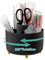 Lenfuos Schreibtisch Organizer, 360 Grad drehbarer Büro-Organizer Stifthalter, 5 Sortierfächer für Stifte, Hefter, Ordnerklammern, Haftnotizen, Platzsparendes Desk Organizer (Schwarz)