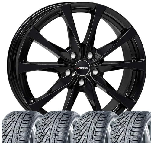 4 Winterräder Winter Brixen 7x18 ET 45 5x112 Schwarz mit 235/55 R18 100H HAN Winter i*cept evo3 X W330A SUV M+S 3PMSF kompatibel mit VW Tiguan Allspace Tiguan