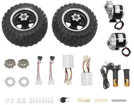 ROMYIX Air Wheel Conversion Kit,10 inch Wheel,36V 350W Electric Wheelbarrow Scooter Gear Hub Motor, load-bearing capacity 440.92lbs, for Bike Barrow Beach Trolley Cart Small go-karts Scooters