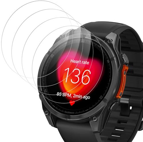 IQShield Protector de Pantalla para Garmin Fenix 8 51mm Cristal Templado, HD Cobertura Completa, Sensible al Tacto, Sin Burbujas, Vidrio Templado para Garmin Fenix 8 51mm, 4 Piezas