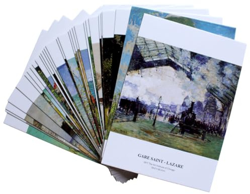 30 Blatt Promi-Kunstdruck-Postkarten, 300 g/m², blanko, exquisite Bildersammlungssets, Künstler, Ölgemälde, Kunstcover, Postkarten, Größe 9,5 x 14 cm (Monet)
