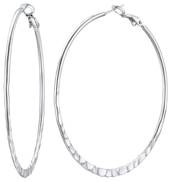 FOCALOOK Créole Femme Large 60 mm en Acier Inoxydable, Boucles d'Oreilles Grand Anneaux, 6 cm Hoops