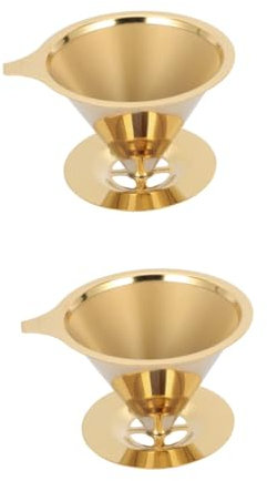 Housoutil 2 Pezzi Filtro Del Caffè Tazza Filtri Filtro Antigoccia Per Caffettiera Tazze Da Caffè Trasparenti Premere Automatico Sbarra Cestello Filtrante a Rete Acciaio Inossidabile Golden