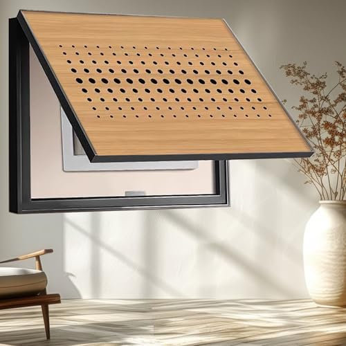 Cache Compteur Electrique Cache de Tableau Électrique en Bois avec Cadre en Plastique, Cache de Boîtier de Disjoncteur Mural Décoratif Creux, Panneau de Protection Horizontal Intérieur pour Coffret(F,