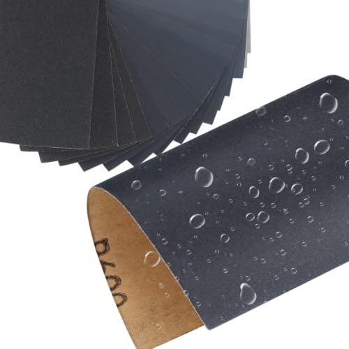 Tomoyuki 25 Pièces Papier de verre, Grain 600-22,9 x 9,3 cm | papier à poncer Papier de Verre Humide et Sec pour Voiture Meubles Bois Métal Verre