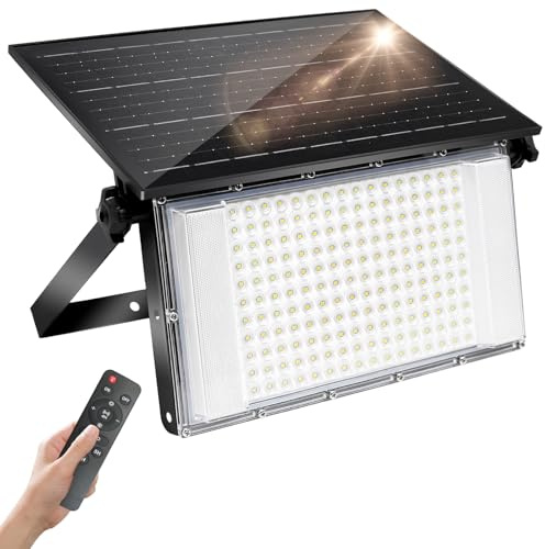CREATESTAR Foco Led Exterior Solar, 200W Luz Solar con Sensor de Movimiento,12000aAh Luce Solares Exterior con 3 Modos,IP65 Impermeable Lampara Solar para Jardín Garaje Patio