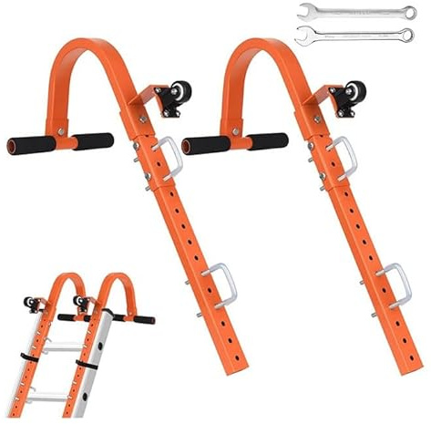 LHHDMA 2 Pack Ladder Hooks For Roof – Non-Slip Ladder Roof Stabilizer, Heavy Duty Steel Build With Rubber Ends, Fits Most Ladders For Roofing, Home Projects(C)