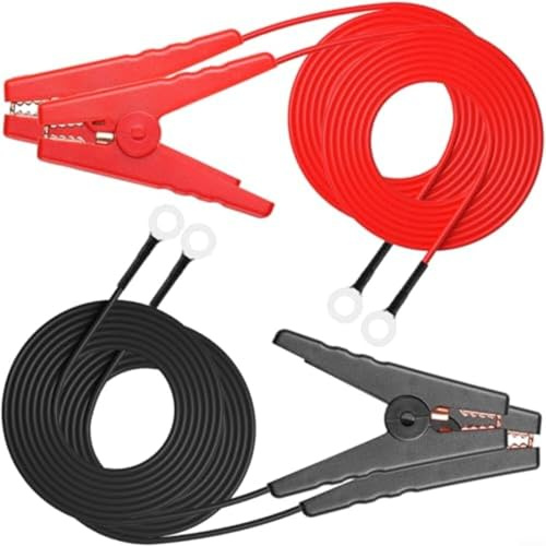 Filo elettrico per recinzione con morsetti a coccodrillo, cavo in rame 12AWG 114 cm per recinzioni solari, cavo di collegamento resistente alle intemperie, rosso/nero (4 pezzi)