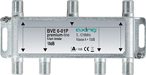 Axing BVE 6-01P Distributore 6 uscite partitore TV via cavo CATV Multimedia DVB-T2 5-1218 MHz metallo