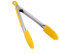 Kitchen Tongs Cooking Salad Food Serving Silicone BBQ Tongs Stainless Steel Handle Utensil 10 inch (Yellow)