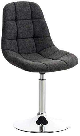 CLP Lounger Emil mit Stoffbezug, Esszimmerstuhl mit gestepptem Sitz, Drehstuhl mit Trompetenfuß in Chromoptik, Farbe:dunkelgrau