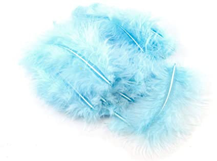 20 Flaumfedern 8-12cm (hellblau 311) // Marabufedern Bastelfedern Hühnerfedern Dekofedern Schmuckfedern Federn