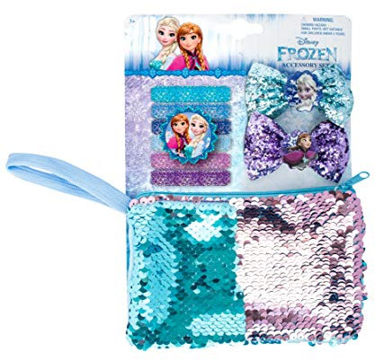 Joy Toy Disney Frozen Set con 6 Elastici, 2 PINZE per Capelli E BORSETTINA con Pailettes, Colore colorato, 9-Teiliges, 68170