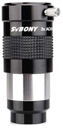 SVBONY 3X Barlow Lens, Fully-Multi Coated Achromatic Barlow Lens, 1.25 inch Telescope Accessories for Astronomical Visual and Photography