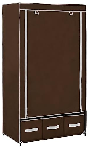 vidaXL Stoffschrank mit 3 Schubladen Faltschrank Kleiderschrank Campingschrank Garderobe Wohnzimmer Schlafzimmer Keller Braun 87x49x159 cm Stoff