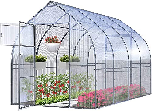 Gewächshaus Groß Drop 2x6m StahlRahmen Garten Treibhaus Pflanzenhaus 12M² mit 4mm Polycarbonat - Modelle und Größen Verschiedene