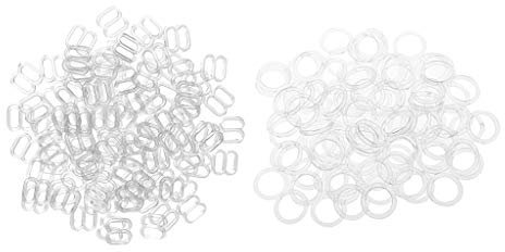 freneci 200x Plastic 8mm Lingerie Bra Strap Hooks Sliders Adjuster for Bikini Clear
