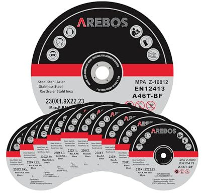 AREBOS 100 dischi da taglio flessibili | Ø 230 x 2,0 mm | acciaio inox | ferro | lamiera | metallo | acciaio | acciaio inossidabile