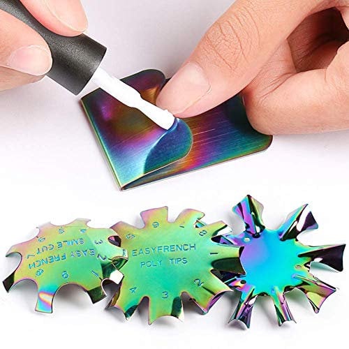 Uposao Set of 4 Manicure Edge Trimmer French Smile Line Tool Nail Art Stencil Cutter for French Acrylic UV Polyacrylic Gel Modelling Salon Beauty Salon Nail Beginner