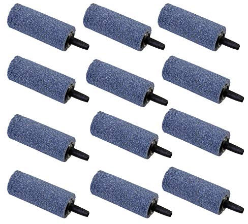 AQUANEAT 0.6/1/2 Inch Air Stone 12PCS, Small Airstones Cylinder, Aerator Bubble Diffuser, Air Pump Accessories for Aquarium, Nano Fish Tank, Hydroponics (2 inch)