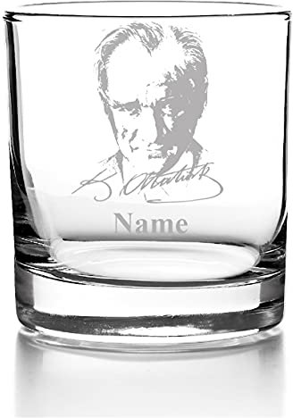 Whiskyglas mit Gravur, Personalisiert mit Namen Geschenk für Männer Whiskeyglas Atatürk
