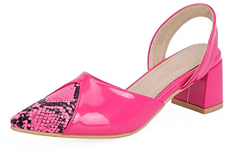 CUTEHEELS Decolleté da donna con tacco a punta e tacco a blocco, Fucsia, 38 EU