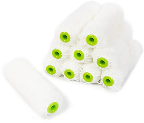 Lackierwalze Velours lösemittelbeständig 10 cm 4 mm Flor | 10er Pack Lackierrollen für deckende Lacke | Heizkörperroller, Farbwalze Lack | Malerwerkzeug