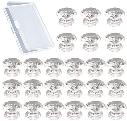 MOROBOR Mini-Acryl-Knäufe, 24 Stück, diamantförmige, selbstklebende Knäufe ohne Bohren, transparentes Acryl, selbstklebende Knöpfe für Spiegel, Schrank, Box, Geschenkbox und andere kleine Möbel