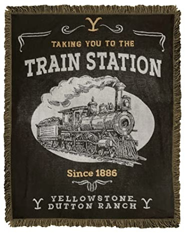 Northwest Yellowstone gewebte Jacquard-Überwurfdecke, 116,8 x 152,4 cm, Bahnhof