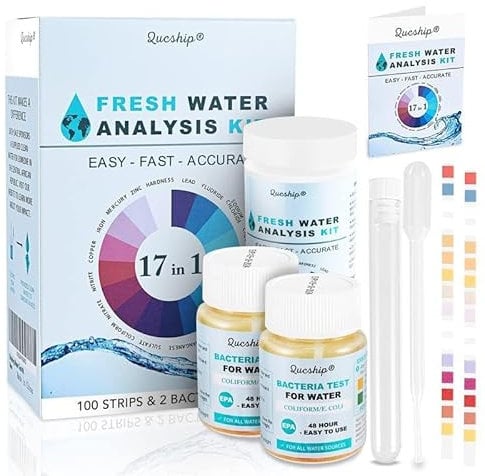 Qucship 17 in 1 Water Test Kit with Tube and Dropper, Drinking Water Test Kit to Detect Hardness, Lead, E.Coli, Etc. Accurate Water Testing Kits for Drinking Water for Tap and Well Water Tests