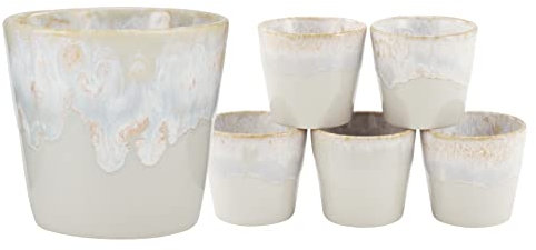 CreaTable, 23724, Serie Grespresso, 6-teiliges Geschirrset, Lungo Set aus Steinzeug, spülmaschinen-und mikrowellengeeignet, Made in Portugal, 21 centiliters, Weiss