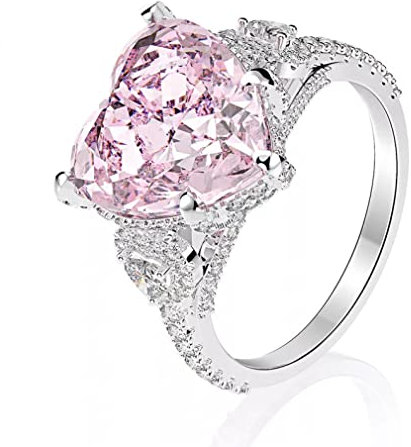 925 Sterling Silber 12 * 12mm Rosa Herz Carbon Diamant Eheringe Für Frauen Funkelnde Brautschmuck