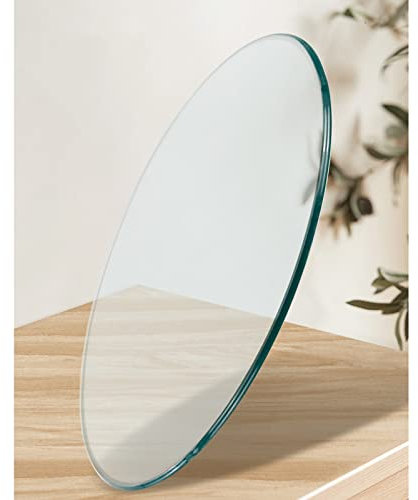 V3VOGUE Plateau De Table Rond en Verre Trempé - 9mm D'épaisseur, pour Table De Jardin Patio, Biseauté Poli Plateau Verre, Transparent Plaque De Verre, Ø 35-40cm-50cm-60cm-70cm-90cm-100cm