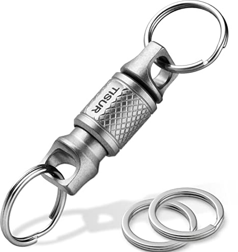 TISUR Titanium Quick Release Keychain, Retractable Key Chain Detachable Keychain Clip，Pull Apart Key Rings Holder for Men Women