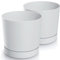 Tymar Pot de Fleur avec Soucoupe, Lot de 2 Pots de Plantes décoratifs en Plastique, Forme Ronde Moderne pour l'intérieur (ø 30 cm, (2pack) Blanc)
