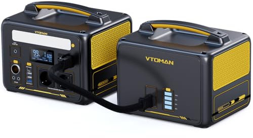 VTOMAN Jump 600X Centrale Elettrica Portatile con Batteria Supplementare - 600W/939Wh LiFePO4 Batteria Power Station, PD 60W USB-C, 2 Uscita CC Regolate da 12V/10A per Campeggio, Emergenza, Viaggio
