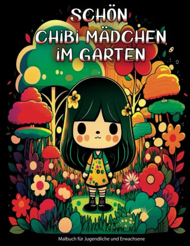 Schöne Chibi Mädchen im Garten Malbuch für Jugendliche und Erwachsene: 30 Originalillustrationen der süßesten Kawaii-Mädchen, die im Garten Chibi-Stil ... Blumen, Schmetterlingen und mehr zeichnen!