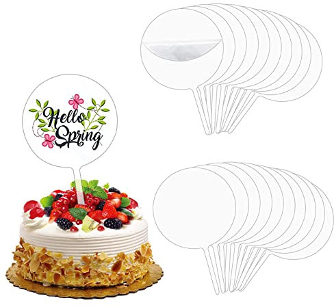Cake Topper Acryl Blanko Acryl Kuchen Topper Torten Topper Transparent DIY Acryl Torten Topper Rund Kuchen Dekoration Sets für Personalisiert Kuchen Deko, Geburtstag, Party, Hochzeit, Taufe(20 Stück)