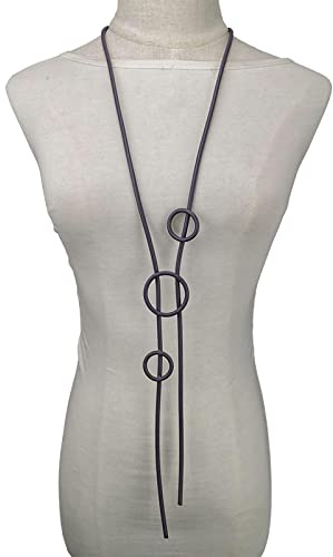 Bysonglezai Halskette Damen Ketten Anhänger Frauen Geschenk Runde Anhänger Halsketten Für Frauen Lange Große Halskette Böhmen Mode-Accessoires Kleidung Kette Gummi Handgefertigt