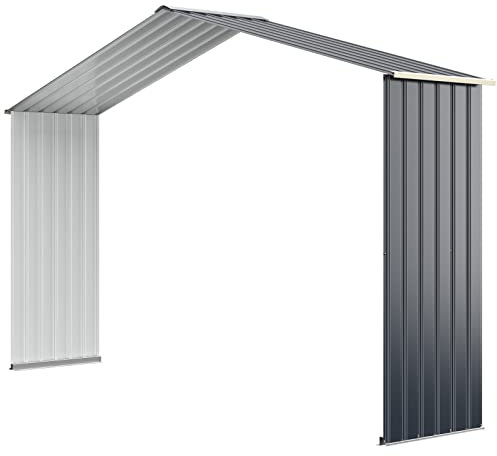 COSTWAY Erweiterungsbox Gerätehaus Metall, 340 x 64 x 210 cm, Geräteschuppen abschließbar, Gartenhaus mit 4 Luftschlitzen & Schiebetür, Garten Schuppen, Metallschuppen Geräteschuppen Outdoor