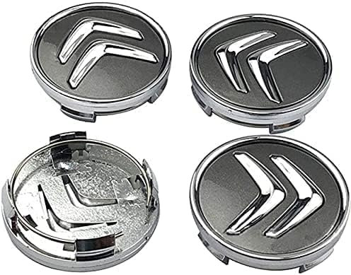 VALKEM 4 Pièces Cache Moyeux pour Citroen C4 Picasso C3 Berlingo C5 C2 C1 DS4 60mm, Antirouille Capuchons de Moyeu Central de Roue, Étanche Anti-Poussière Voiture Roue Accessoires de décoration