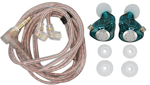 Auriculares de Alta Fidelidad, Unidad de Controlador de 10 Mm Diseño Ergonómico KZ EDX Pro Auriculares de Alta Fidelidad para Viajes y Rendimiento (Cian Transparente)